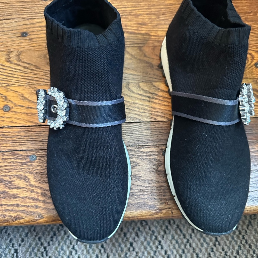 Jimmy Choo Crystal Cheri Oakland knit Black Sneakers
